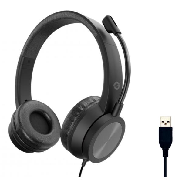 CONCEPTRONIC CUFFIA STEREO USB con Microfono Riduzione rumorosità e Controllo remoto