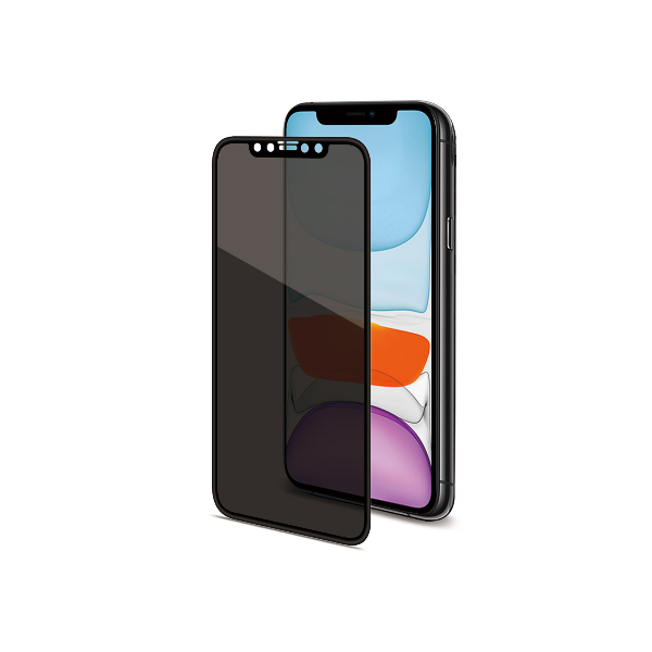 CELLY PRIVACY 3D GLASS - Vetro 9H con bordo colorato nero per schermo curvo con effetto Privacy compatibile con Apple iPhone 11