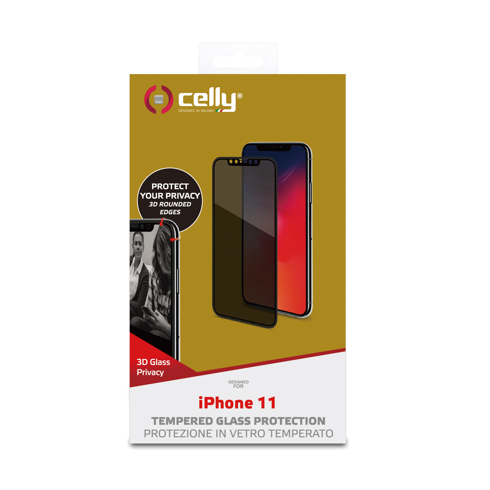 PRIVACY 3D GLASS - Vetro 9H con bordo colorato nero per schermo curvo con effetto Privacy compatibile con Apple iPhone 11 3