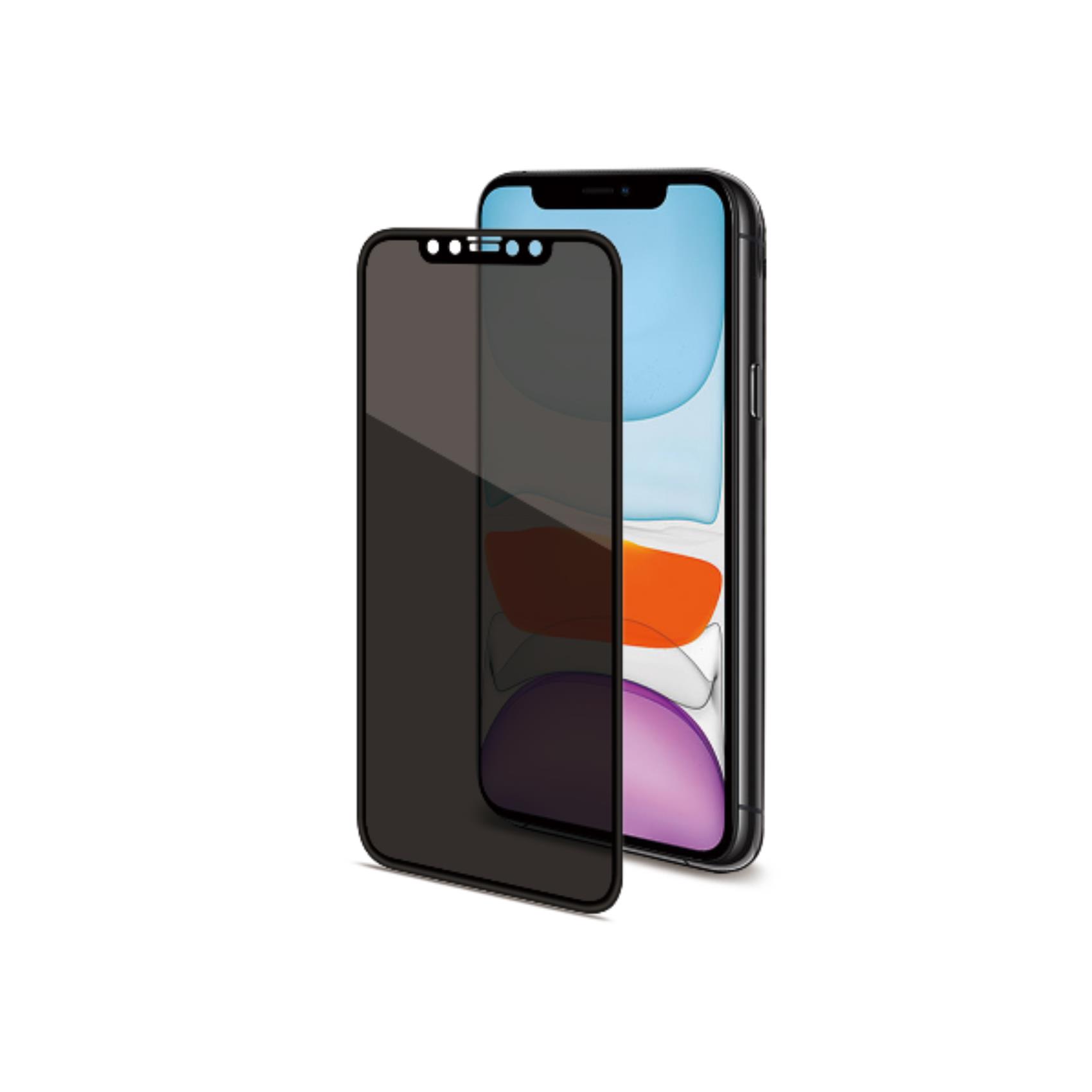 PRIVACY 3D GLASS - Vetro 9H con bordo colorato nero per schermo curvo con effetto Privacy compatibile con Apple iPhone 11 5