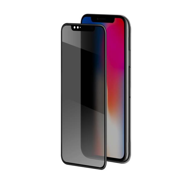 CELLY PRIVACY 3D GLASS - Vetro 9H con bordo colorato nero per schermo curvo con effetto Privacy compatibile con Apple iPhone Xs/ iPhone X