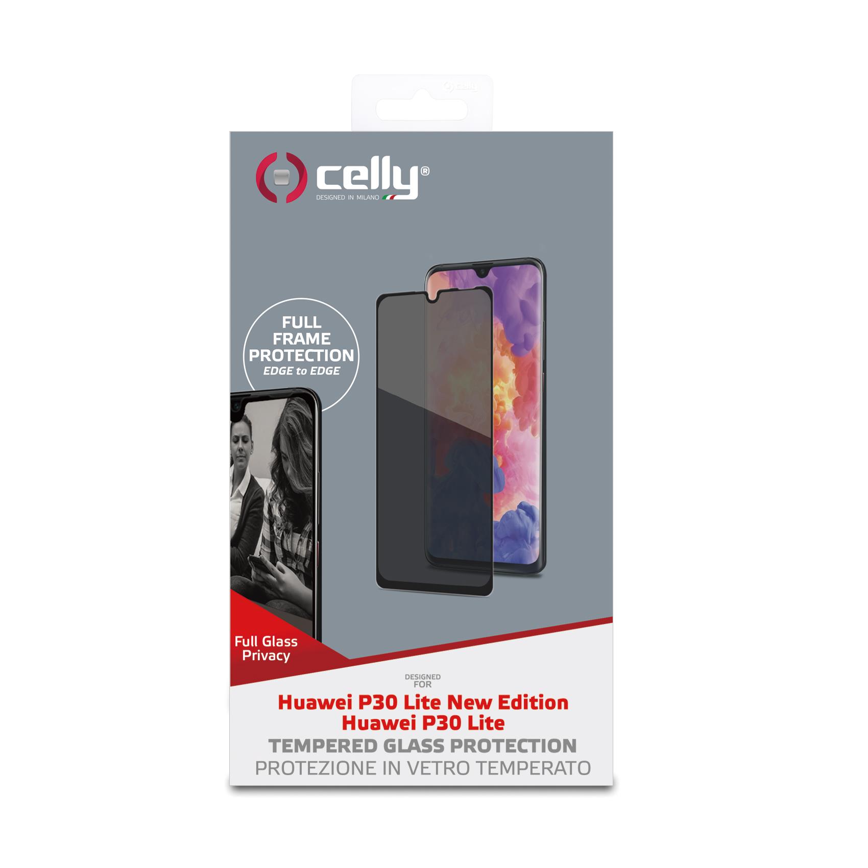 PRIVACY FULL GLASS - Vetro 9H con effetto Privacy e bordo colorato nero compatibile con Huawei P30 Lite/ P30 Lite New Edition 4