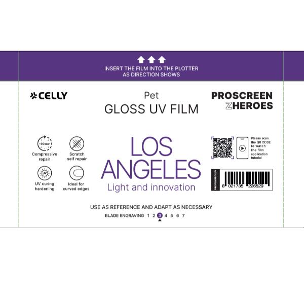PROFILMPRO GLOSSY UV - Pellicola trasparente lucida UV da 20 pezzi con auto riparazione compatibile con il plotter ProScreenPro - LOS ANGELES (PROSCREEN ZHEROES) 2