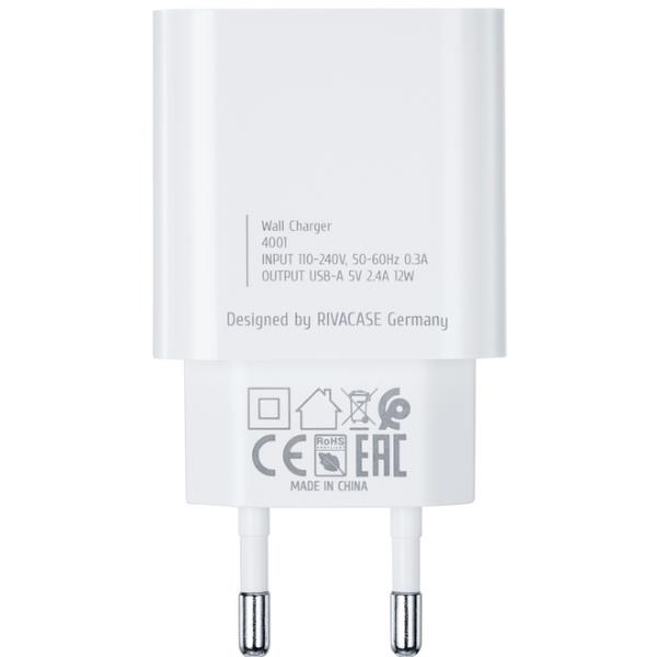 CARICATORE DA MURO 12W 2 USB A + CAVO RICARICA USB C 6