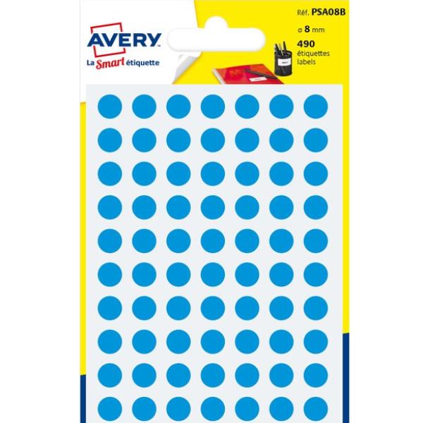 CONSUMABILI AVERY ETICHETTE ROTONDE COLORATE - AZZURRO - Ø 8mm