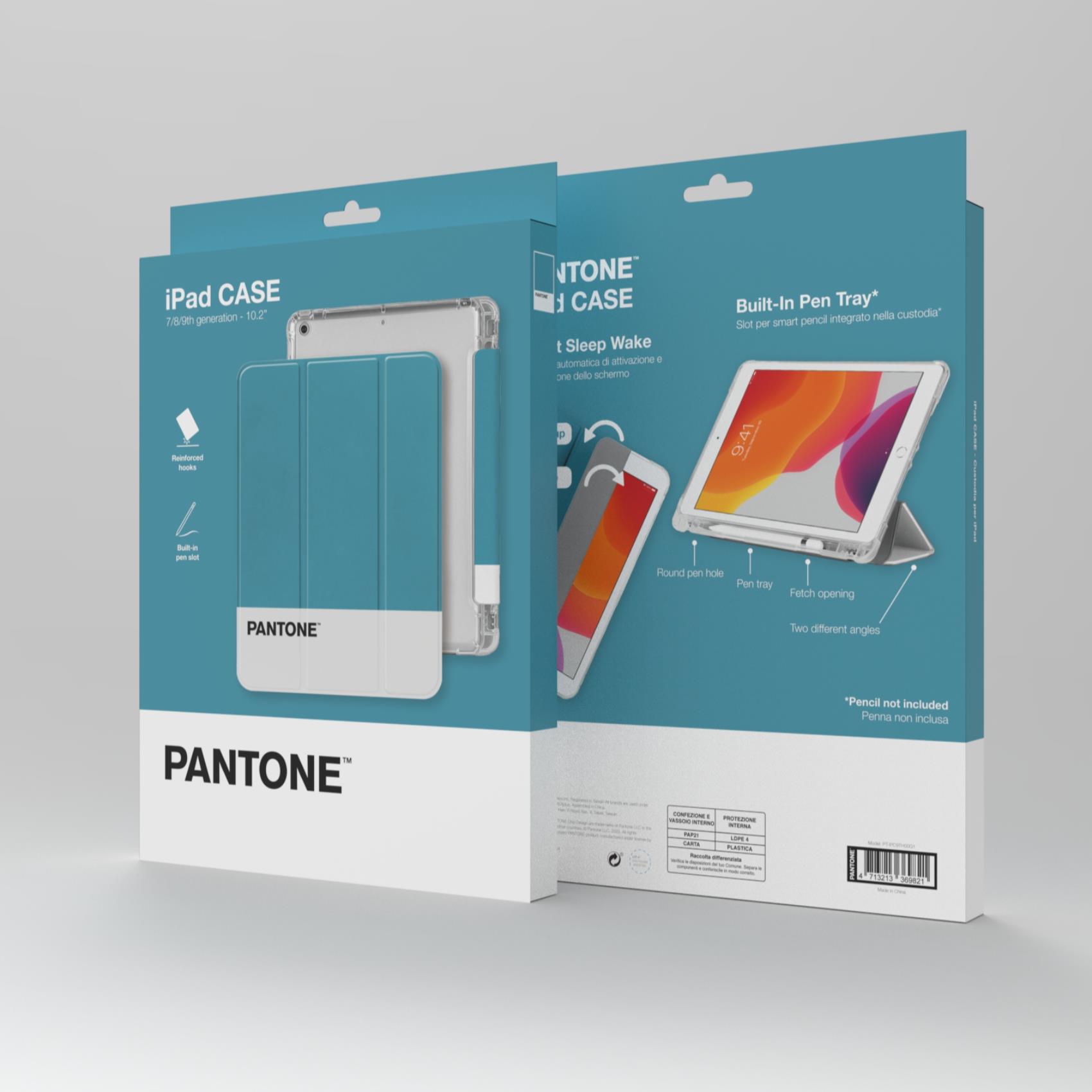 PANTONE - Custodia a libro bicolore azzurro e bianco in TPU compatibile con Apple iPad 10.2" 7/8/9 gen 4