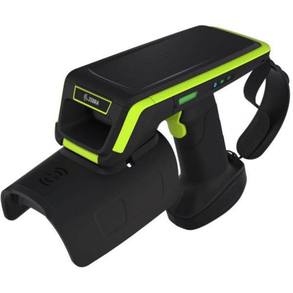 RFD90, Premium Plus Sled, Long Range Linear Polarized Yagi Antenna, UHF RFID, Bluetooth, WiFi, Gun, SE4750MR Imager, 7000mAh Battery, Midnight Black/Industrial Green, EMEA 800MHz 2