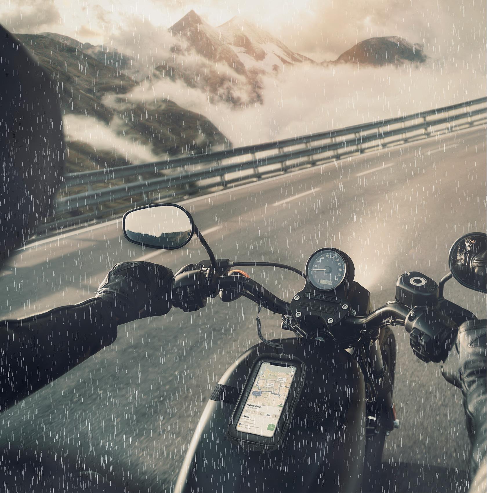 RIDEMAGNET - Supporto universale per smartphone utilizzabile in moto, attacco magnetico al serbatoio, funzione touch screen, resistente all'acqua, cavo a spirale 3