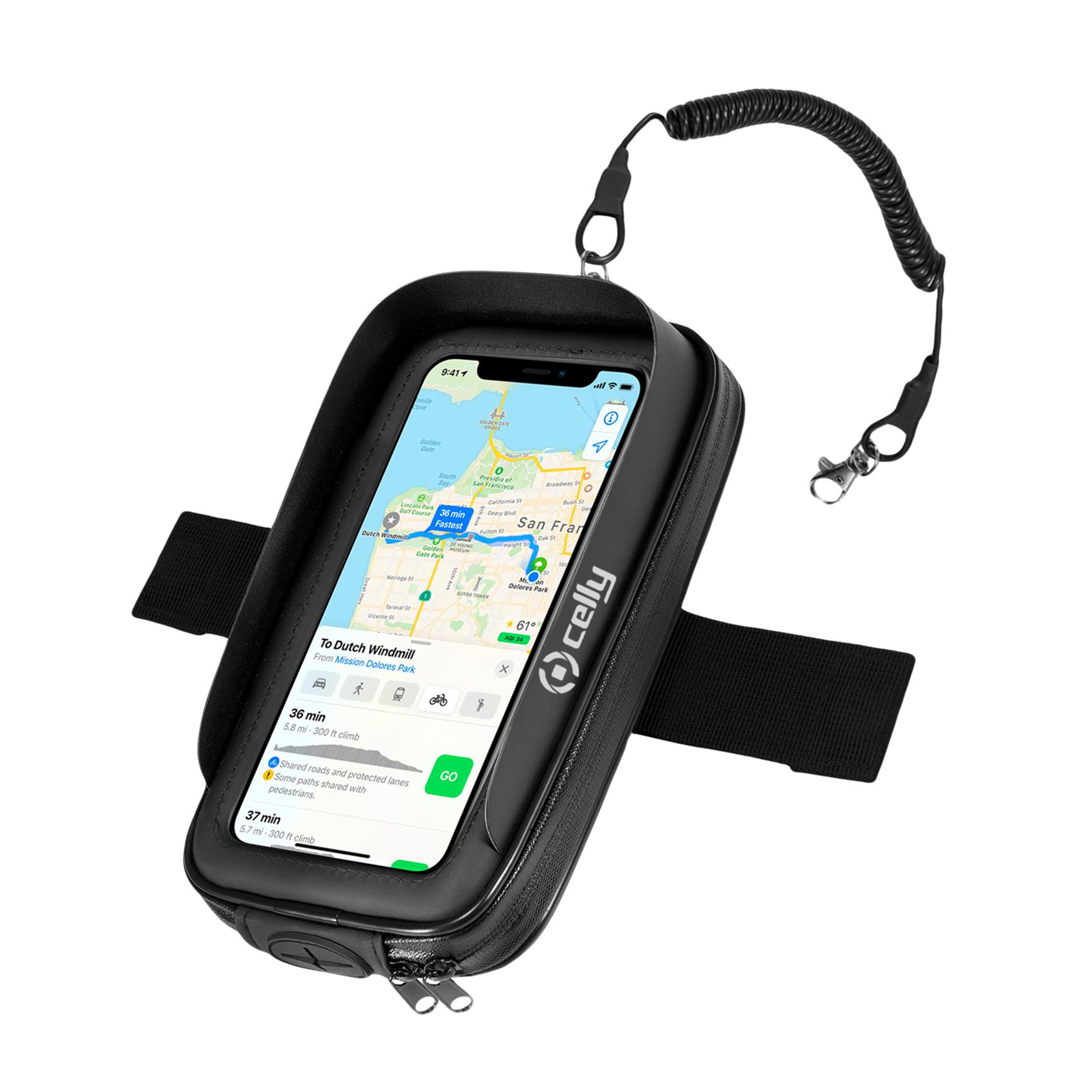 RIDEMAGNET - Supporto universale per smartphone utilizzabile in moto, attacco magnetico al serbatoio, funzione touch screen, resistente all'acqua, cavo a spirale 6