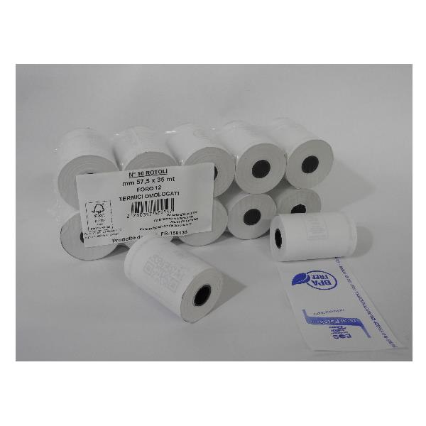 Real Rotoli Rotoli reg.cassa carta termica 48 gr (57,5mm x 20mt) Conf.10
