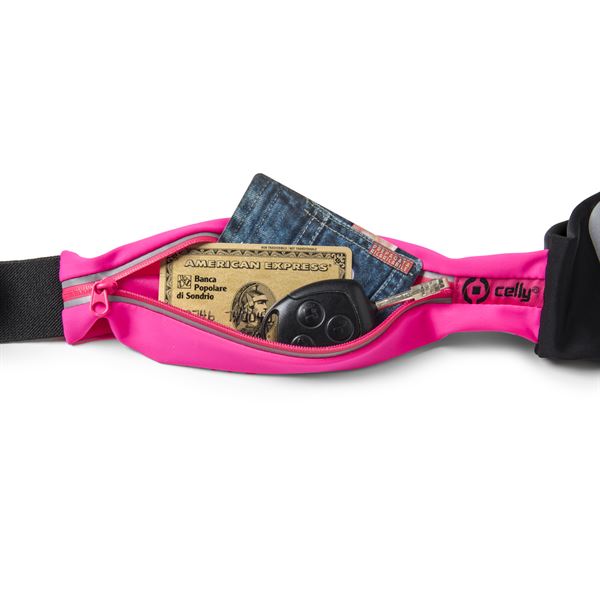 RUNBDUO - Cintura elastica regolabile ultra leggera, tasca interna porta smartphone, finestra trasparente per utilizzo touch, auricolari stereo jack 3,5mm, compatibili device 5" 2
