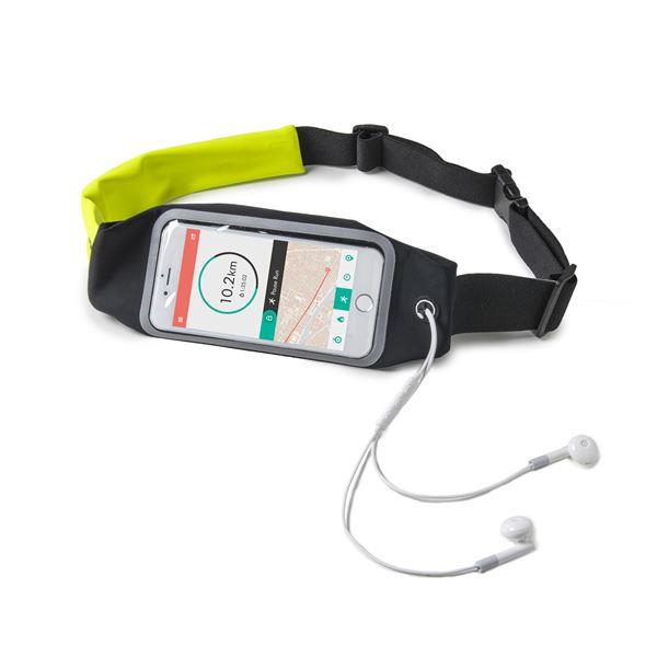 RUNBDUO - Cintura elastica regolabile ultra leggera, tasca interna porta smartphone, finestra trasparente per utilizzo touch, auricolari stereo jack 3,5mm, compatibili device 5" 8