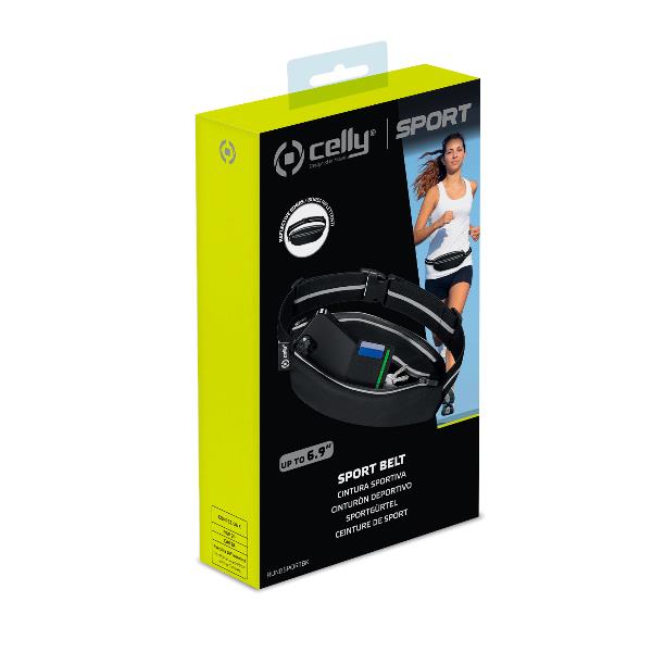 RUNBSPORT - Cintura sportiva regolabile, compatibile con smartphone fino a 6.9" dimensione display, bordi riflettenti, materiale elastico 6