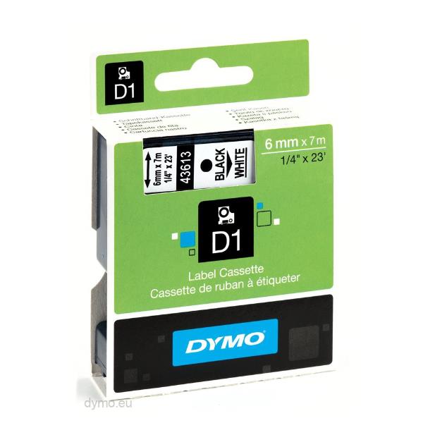 DYMO Nastri standard D1 6mmx7m nero/bianco