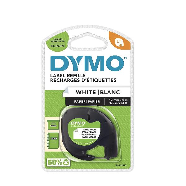 Nastro DYMO LT in carta 12mmx4mt - Bianco 2