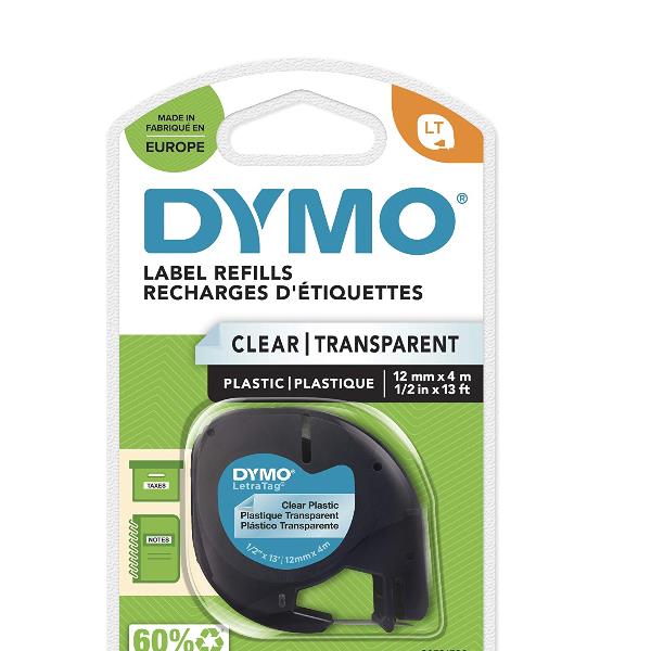 Nastro DYMO LT in plastica 12mmx4mt - Trasparente 2
