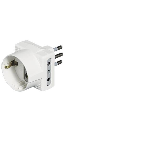 LEGRAND Adattatore 2 Prese F. 10A,e Presa F. Tedesca, Presa Maschio 10A -Bianco-