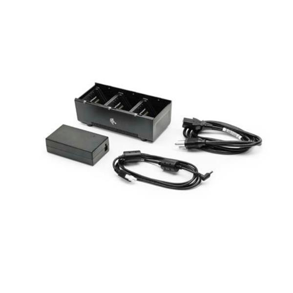 ZEBRA - AIT 3 slot battery charger; ZQ600, QLn and ZQ500 Series; Includes power supply and UK power cord