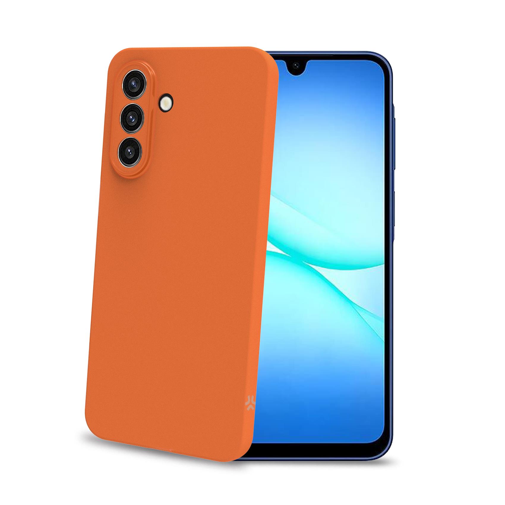 CELLY SANDCASE - Cover morbida in TPU con tasti e bordo fotocamera a contrasto, effetto sabbiato colore trasparente arancione compatibile con Samsung Galaxy A17 5G/ A17 5G EE/ A17 4G
