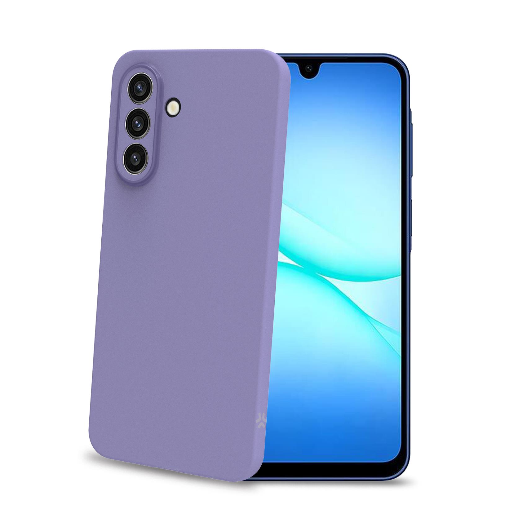 CELLY SANDCASE - Cover morbida in TPU con tasti e bordo fotocamera a contrasto, effetto sabbiato colore trasparente viola compatibile con Samsung Galaxy A17 5G/ A17 5G EE/ A17 4G