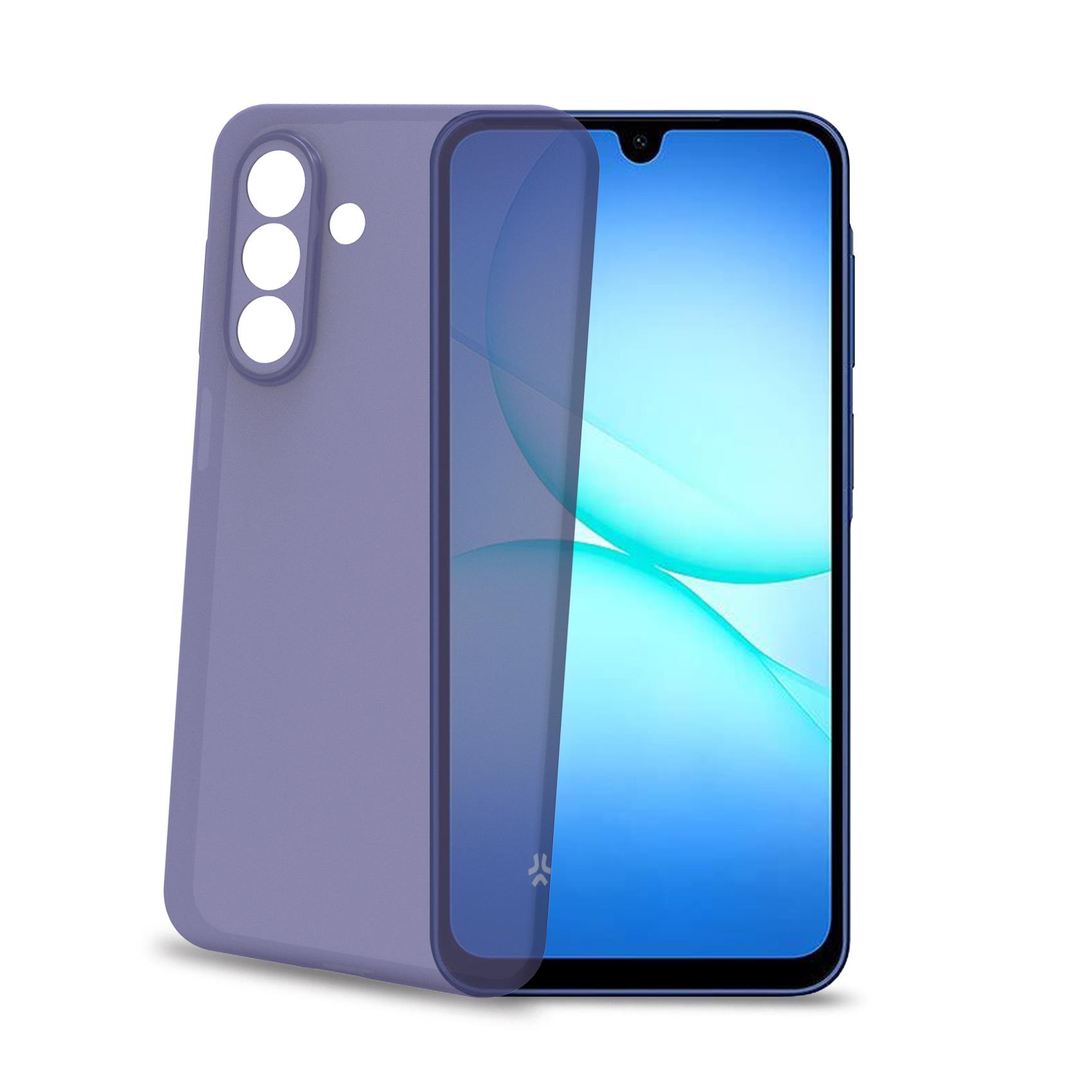 SANDCASE - Cover morbida in TPU con tasti e bordo fotocamera a contrasto, effetto sabbiato colore trasparente viola compatibile con Samsung Galaxy A17 5G/ A17 5G EE/ A17 4G 4