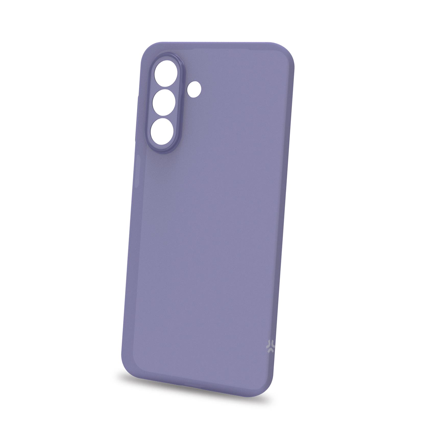 SANDCASE - Cover morbida in TPU con tasti e bordo fotocamera a contrasto, effetto sabbiato colore trasparente viola compatibile con Samsung Galaxy A17 5G/ A17 5G EE/ A17 4G 5