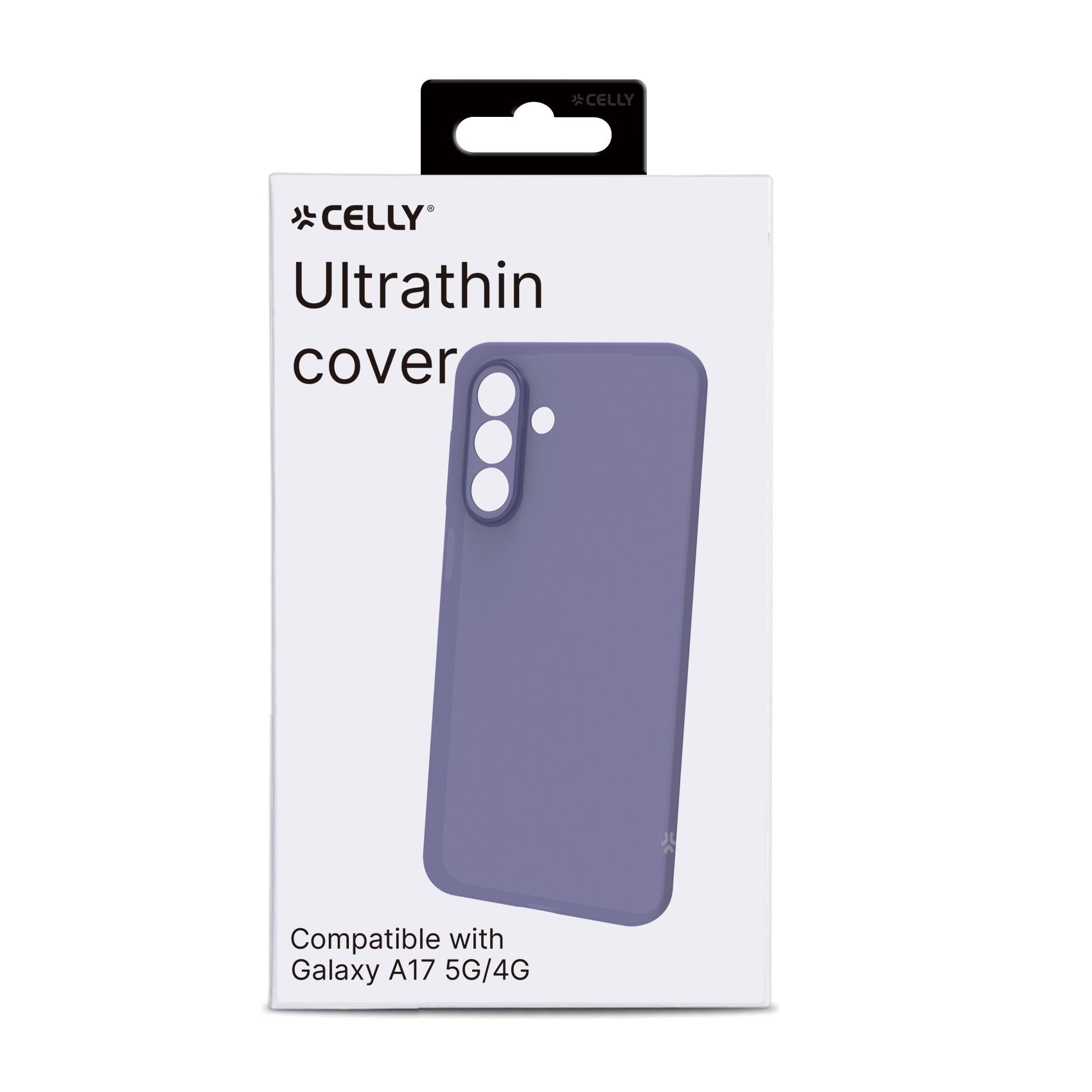 SANDCASE - Cover morbida in TPU con tasti e bordo fotocamera a contrasto, effetto sabbiato colore trasparente viola compatibile con Samsung Galaxy A17 5G/ A17 5G EE/ A17 4G 6
