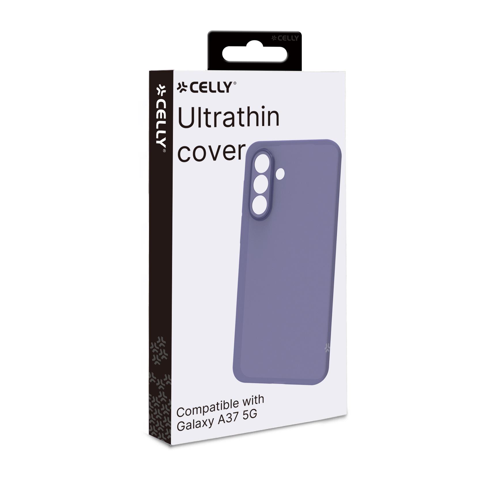 SANDCASE - Cover morbida in TPU con tasti e bordo fotocamera colore a contrasto, effetto sabbiato colore trasparente viola compatibile con Samsung Galaxy A37 5G/ A37 5G EE 2