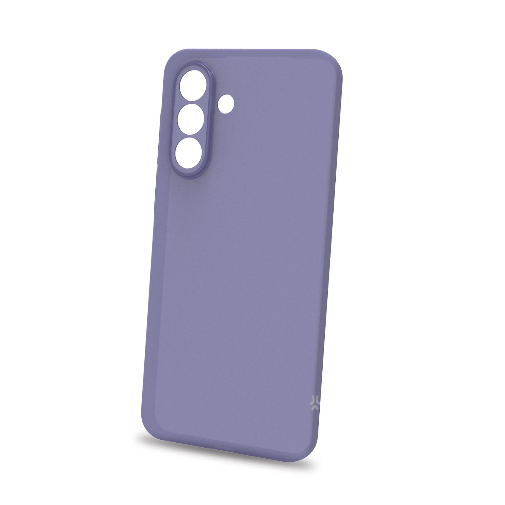 SANDCASE - Cover morbida in TPU con tasti e bordo fotocamera colore a contrasto, effetto sabbiato colore trasparente viola compatibile con Samsung Galaxy A37 5G/ A37 5G EE 3