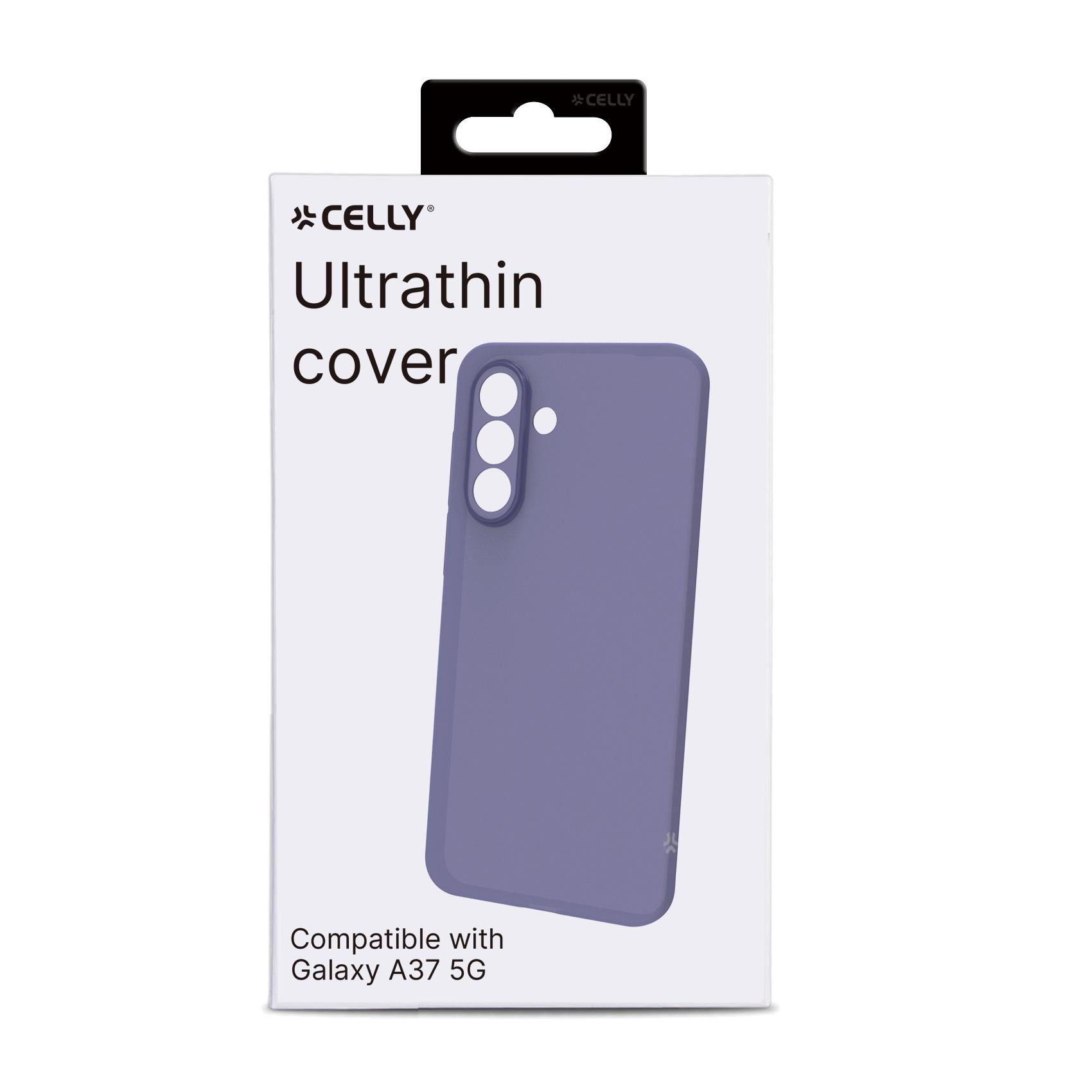 SANDCASE - Cover morbida in TPU con tasti e bordo fotocamera colore a contrasto, effetto sabbiato colore trasparente viola compatibile con Samsung Galaxy A37 5G/ A37 5G EE 5