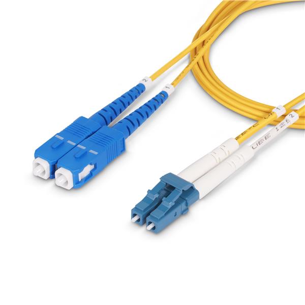 Cavo in fibra ottica duplex monomodale OS2 da LC a SC (UPC) da 3m, 9/125µm, 100G, Insensibile alla piegatura, Bassa perdita di inserzione, Cavo patch in fibra LSZH 2