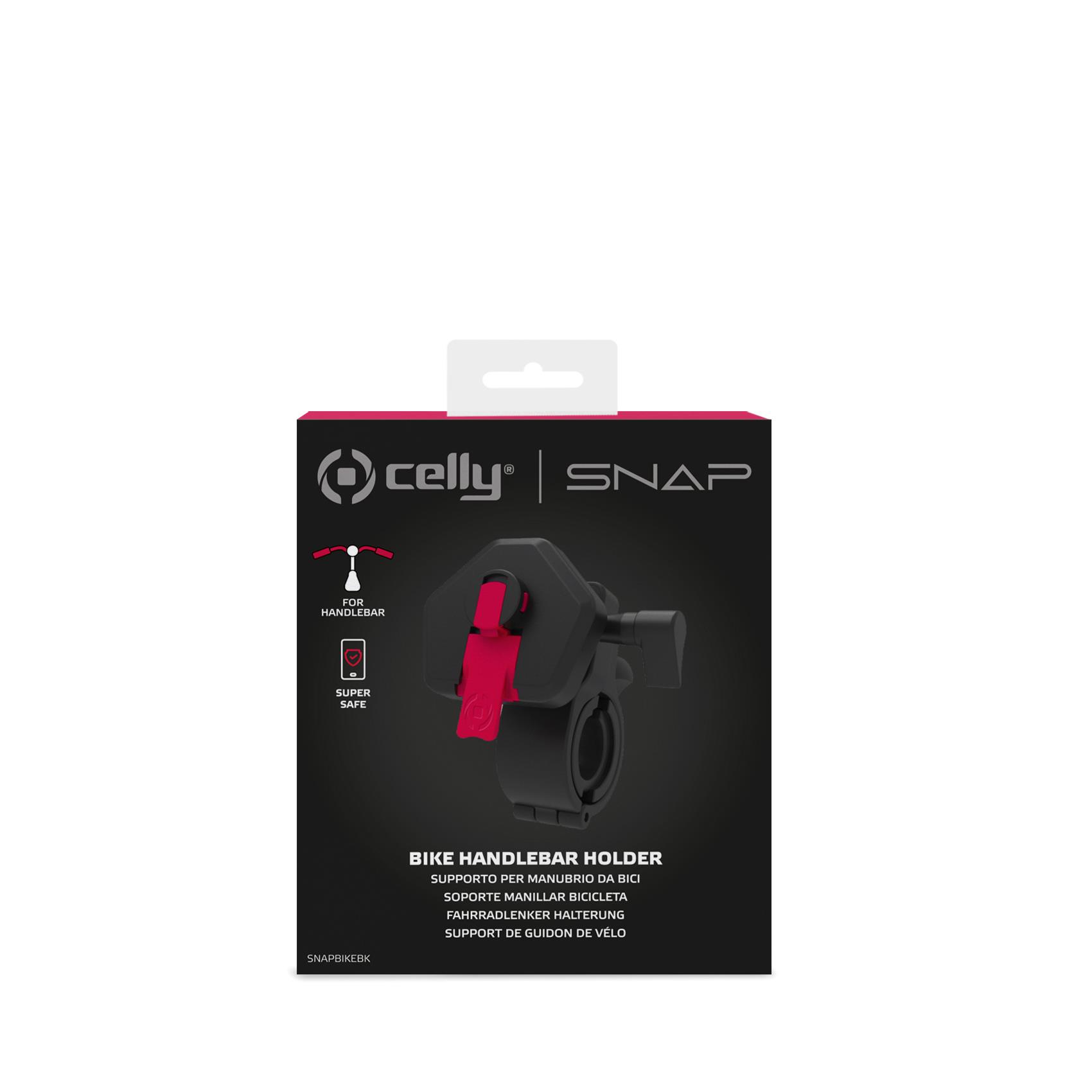 SNAPBIKE - Supporto modulare per smartphone, utilizzabile manubrio bici e ebike, sistema blocco sicuro, testina regolabile, incastro device tramite piastra dedicata in confezione 8