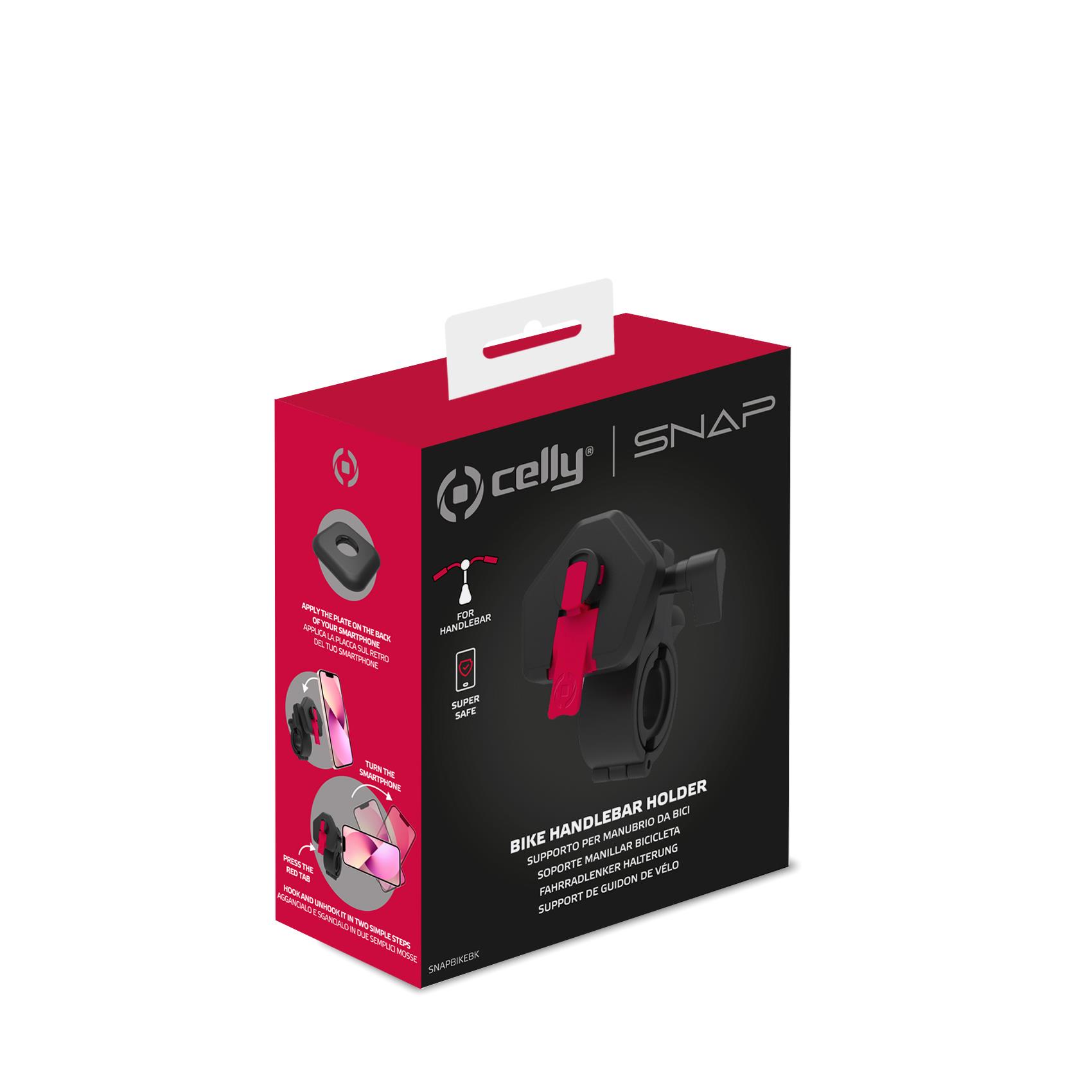 SNAPBIKE - Supporto modulare per smartphone, utilizzabile manubrio bici e ebike, sistema blocco sicuro, testina regolabile, incastro device tramite piastra dedicata in confezione 9
