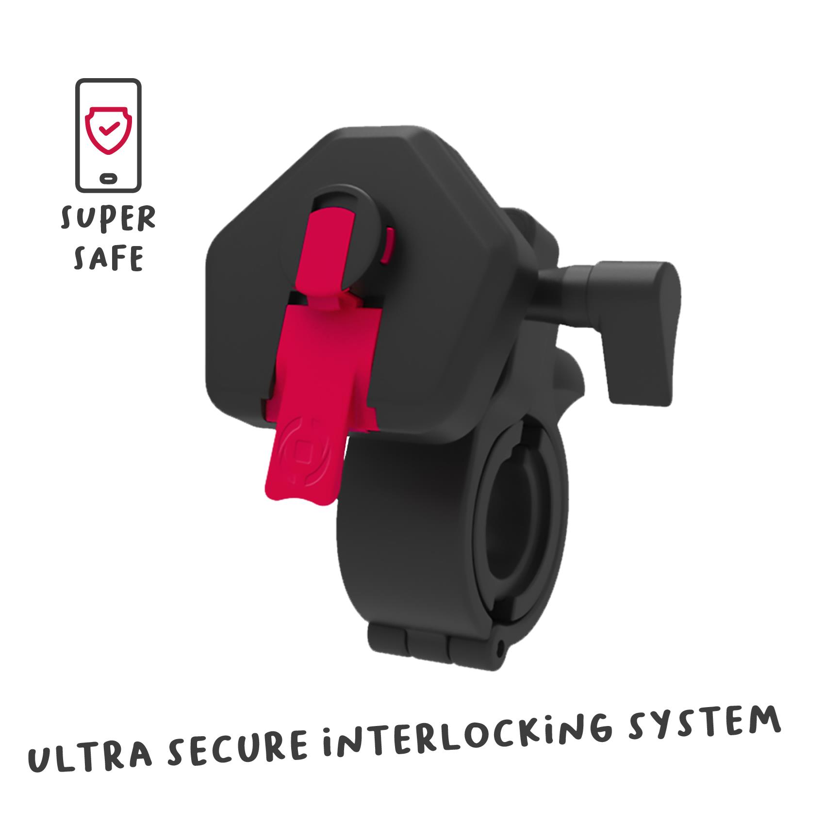 CELLY SNAPFLEX – Supporto universale per bici e ebike, sistema modulare ad incastro, utilizzo manubrio, compatibile con smartphone fino a 6.9" dimensione display, finestra per touch