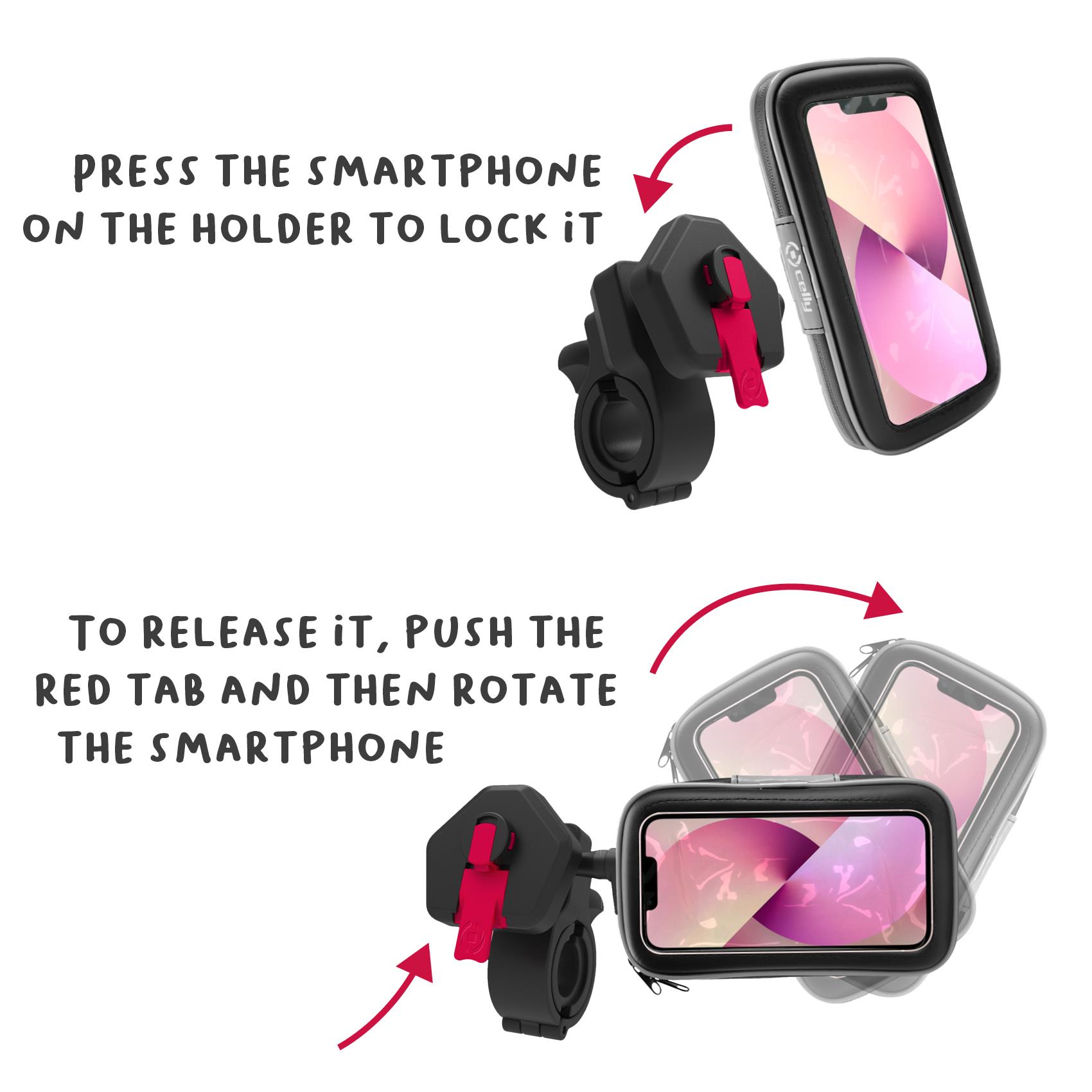 SNAPFLEX – Supporto universale per bici e ebike, sistema modulare ad incastro, utilizzo manubrio, compatibile con smartphone fino a 6.9" dimensione display, finestra per touch 9