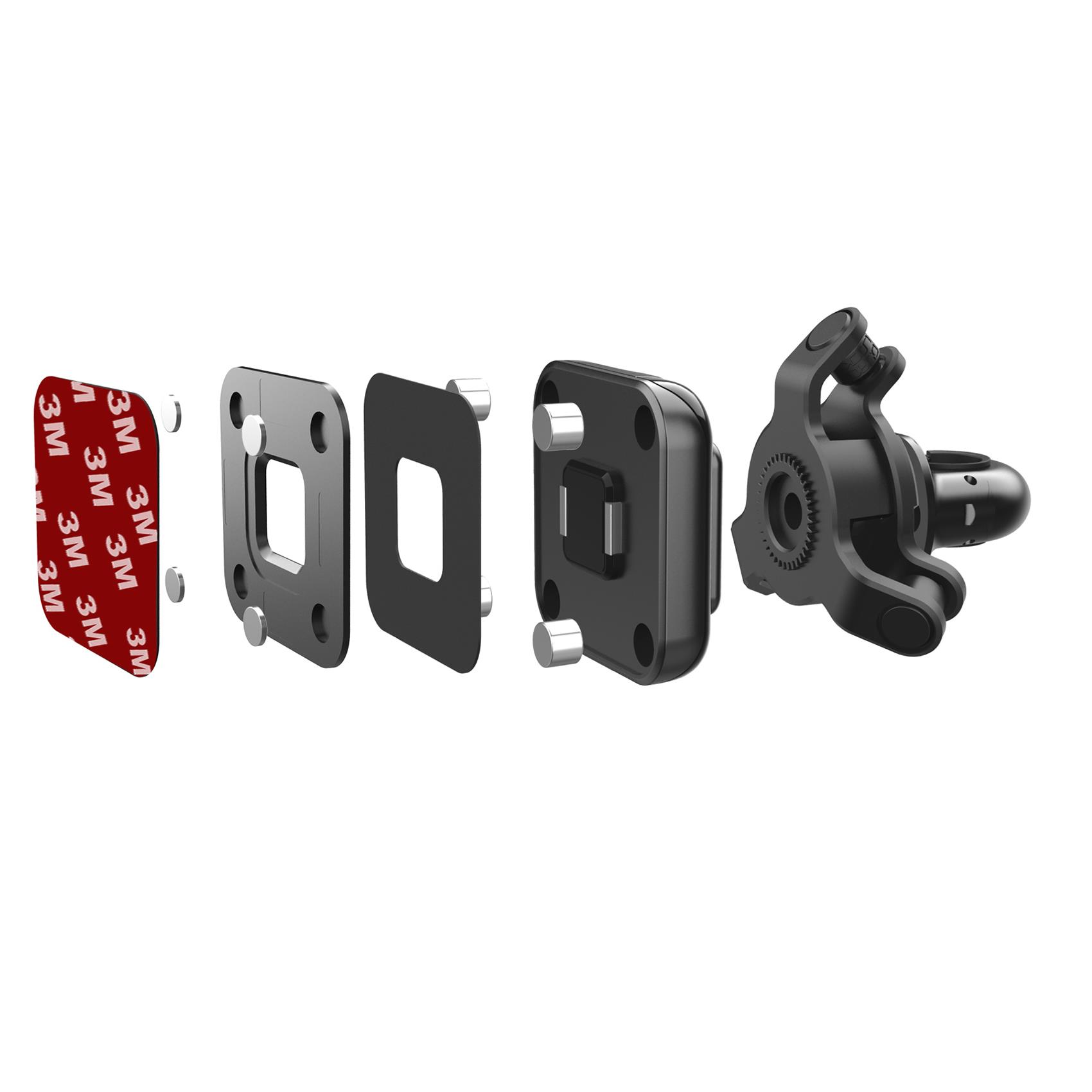 SNAPMAGMIRROR - Supporto universale per smartphone, fissaggio modulare ad incastro, aggancio allo specchietto della moto, placca universale in confezione, inclinabile fino a 360° 4