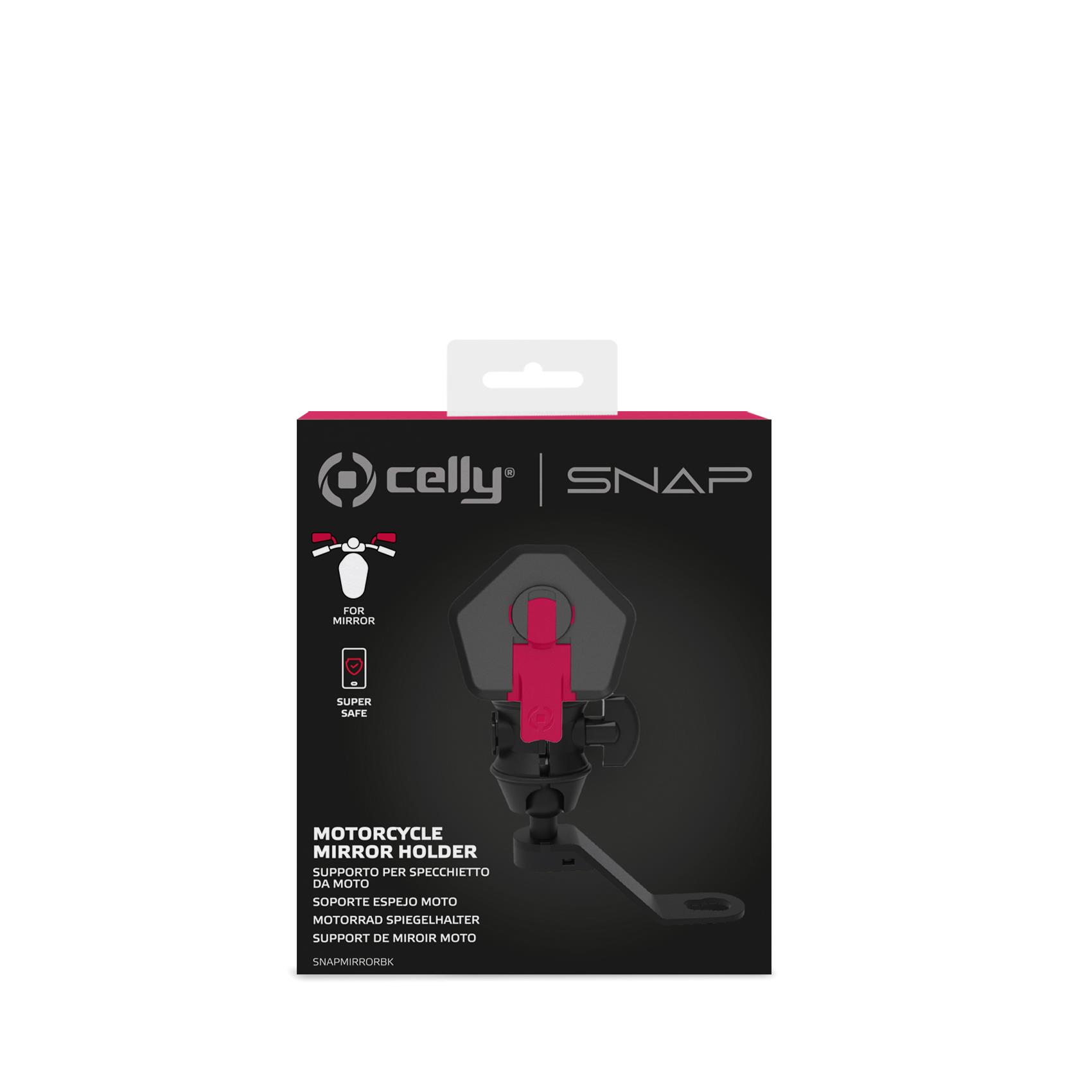 SNAPMIRROR - Supporto universale per smartphone, aggancio specchietto motocicletta, sistema modulare ad incastro, inclinazione fino a 360°, placca universale in confezione 7
