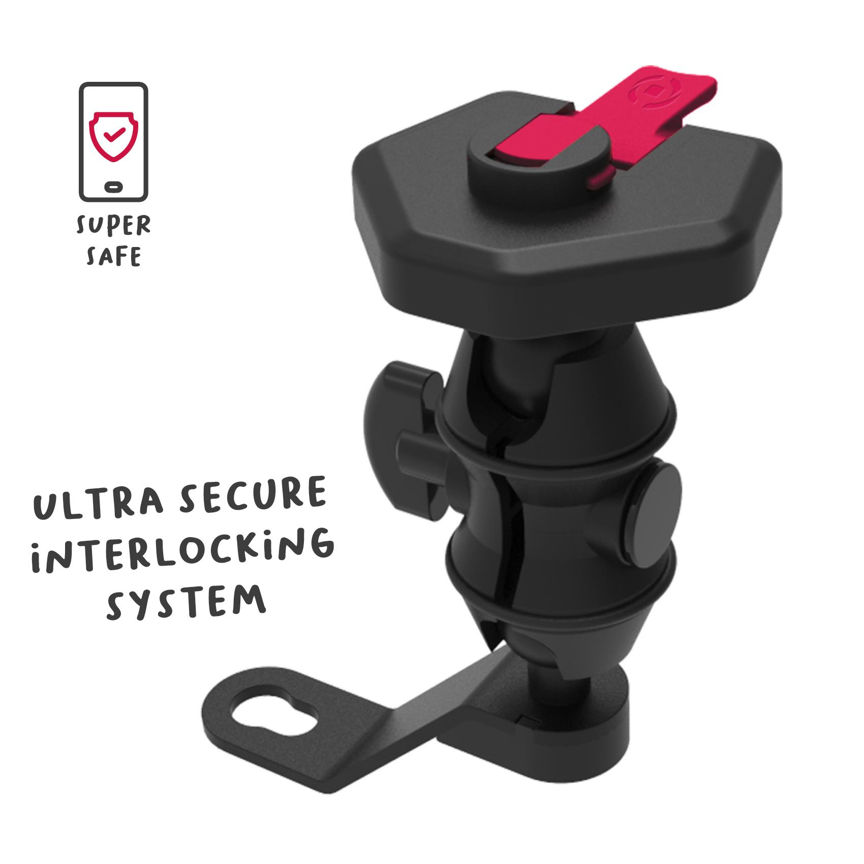 SNAPMIRROR - Supporto universale per smartphone, aggancio specchietto motocicletta, sistema modulare ad incastro, inclinazione fino a 360°, placca universale in confezione 10