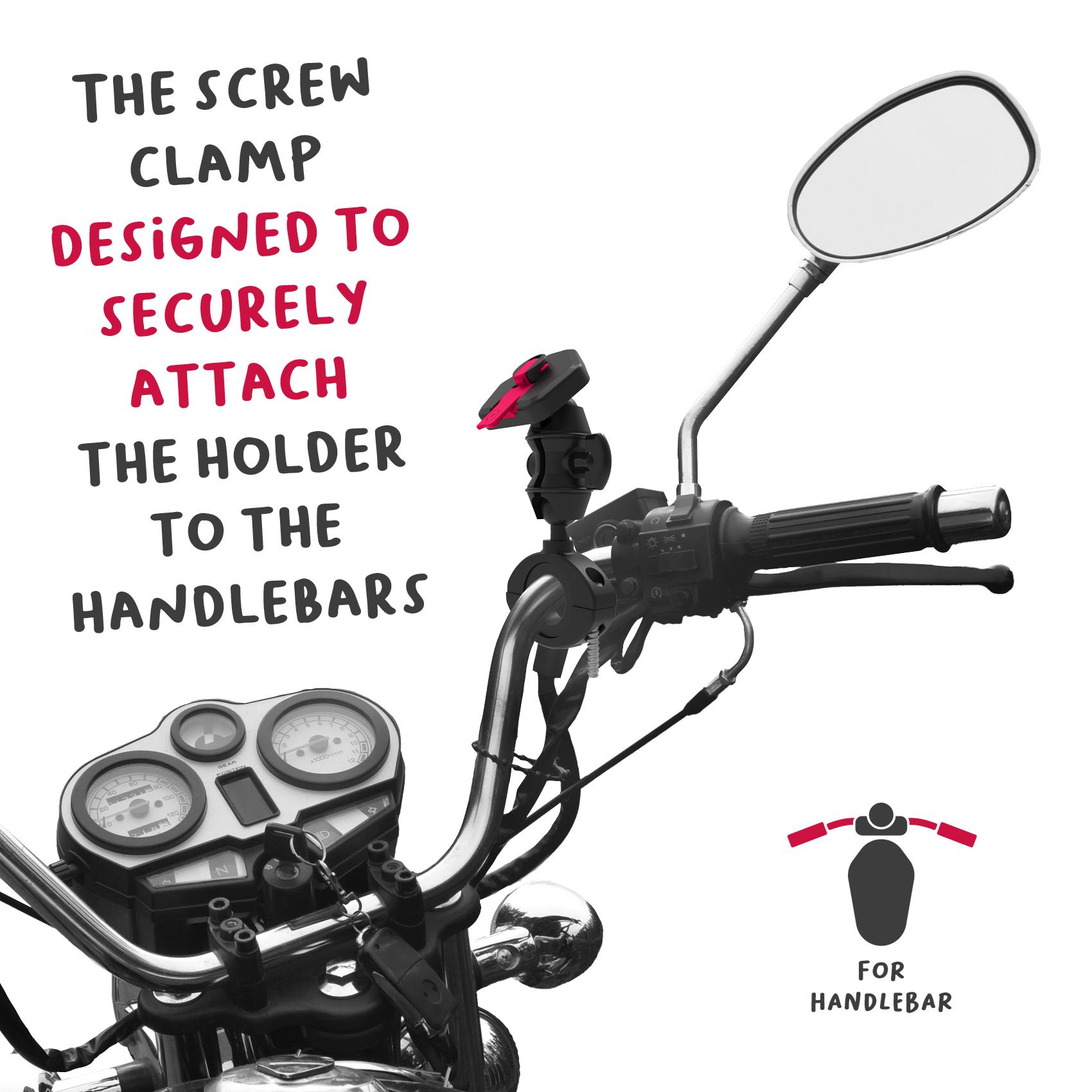 SNAPMOTORBIKE – Supporto universale per smartphone, utilizzo motocicletta, fissaggio modulare ad incastro, utilizzo manubrio, testina regolabile 360°, placca universale inclusa 12
