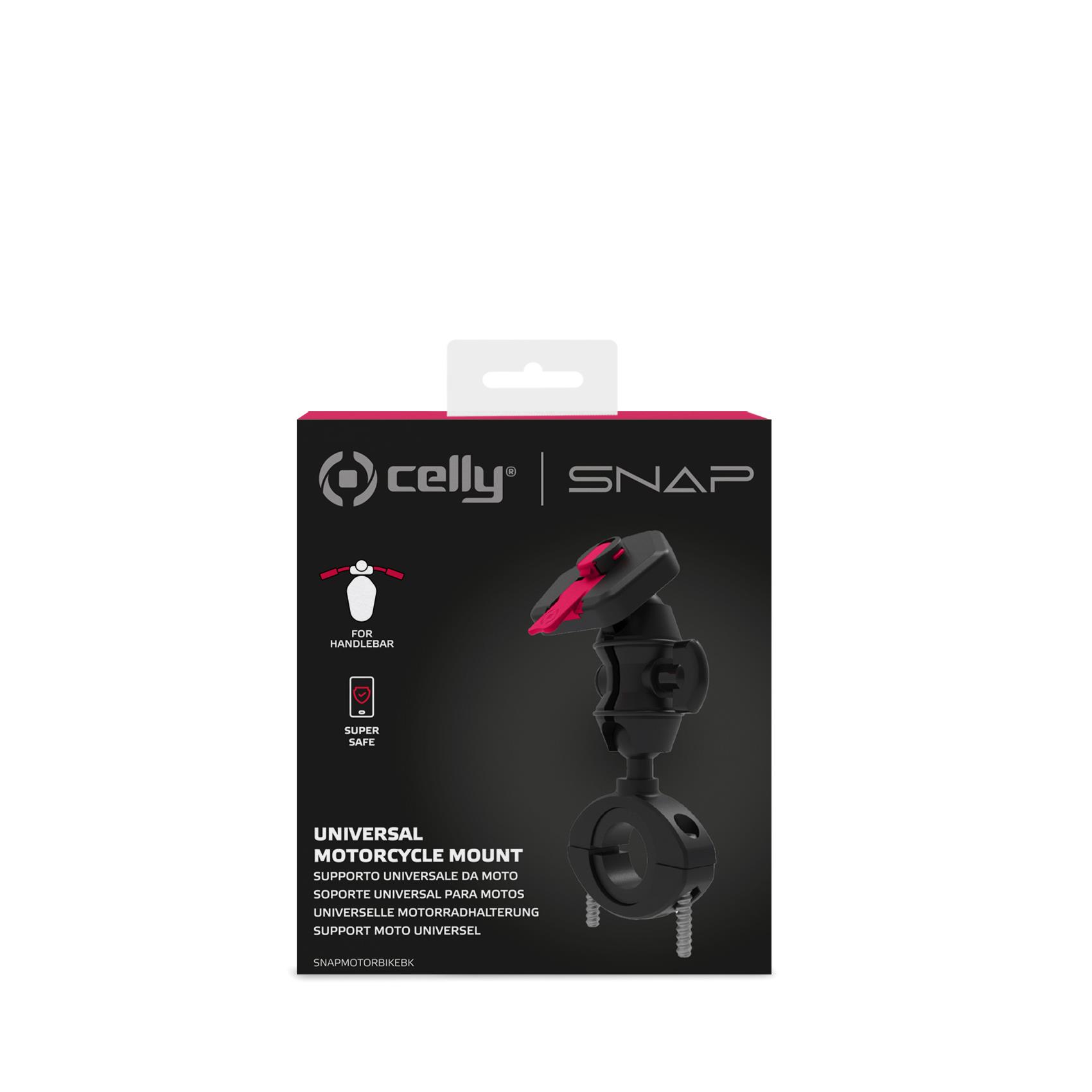 SNAPMOTORBIKE – Supporto universale per smartphone, utilizzo motocicletta, fissaggio modulare ad incastro, utilizzo manubrio, testina regolabile 360°, placca universale inclusa 5