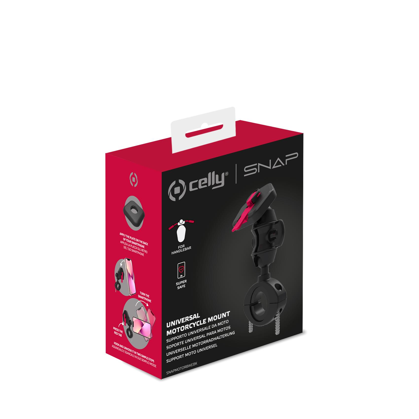 SNAPMOTORBIKE – Supporto universale per smartphone, utilizzo motocicletta, fissaggio modulare ad incastro, utilizzo manubrio, testina regolabile 360°, placca universale inclusa 9