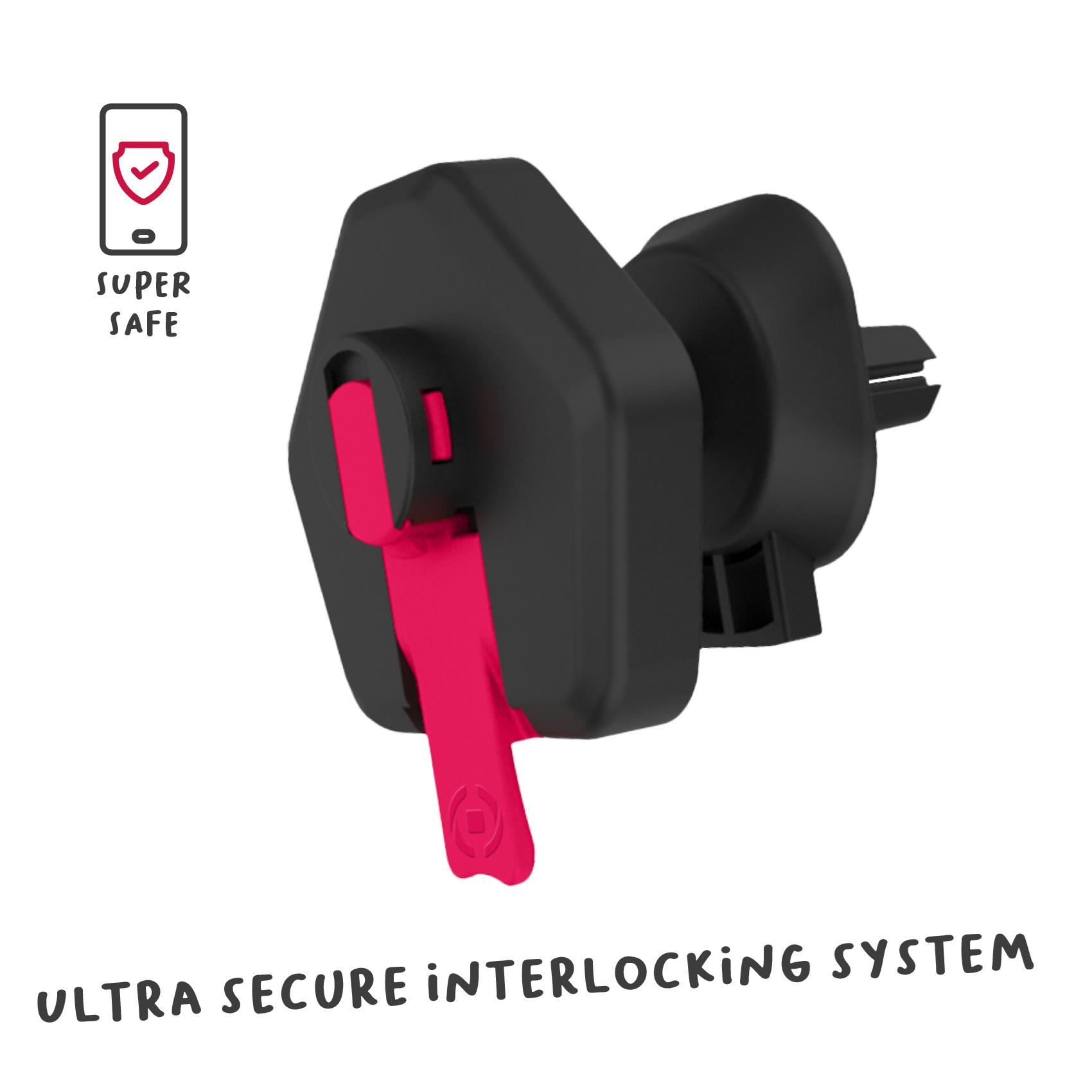 CELLY SNAPVENT - Supporto da auto per smartphone universale, fissaggio modulare ad incastro, placca universale inclusa, utilizzo bocchette aereazione