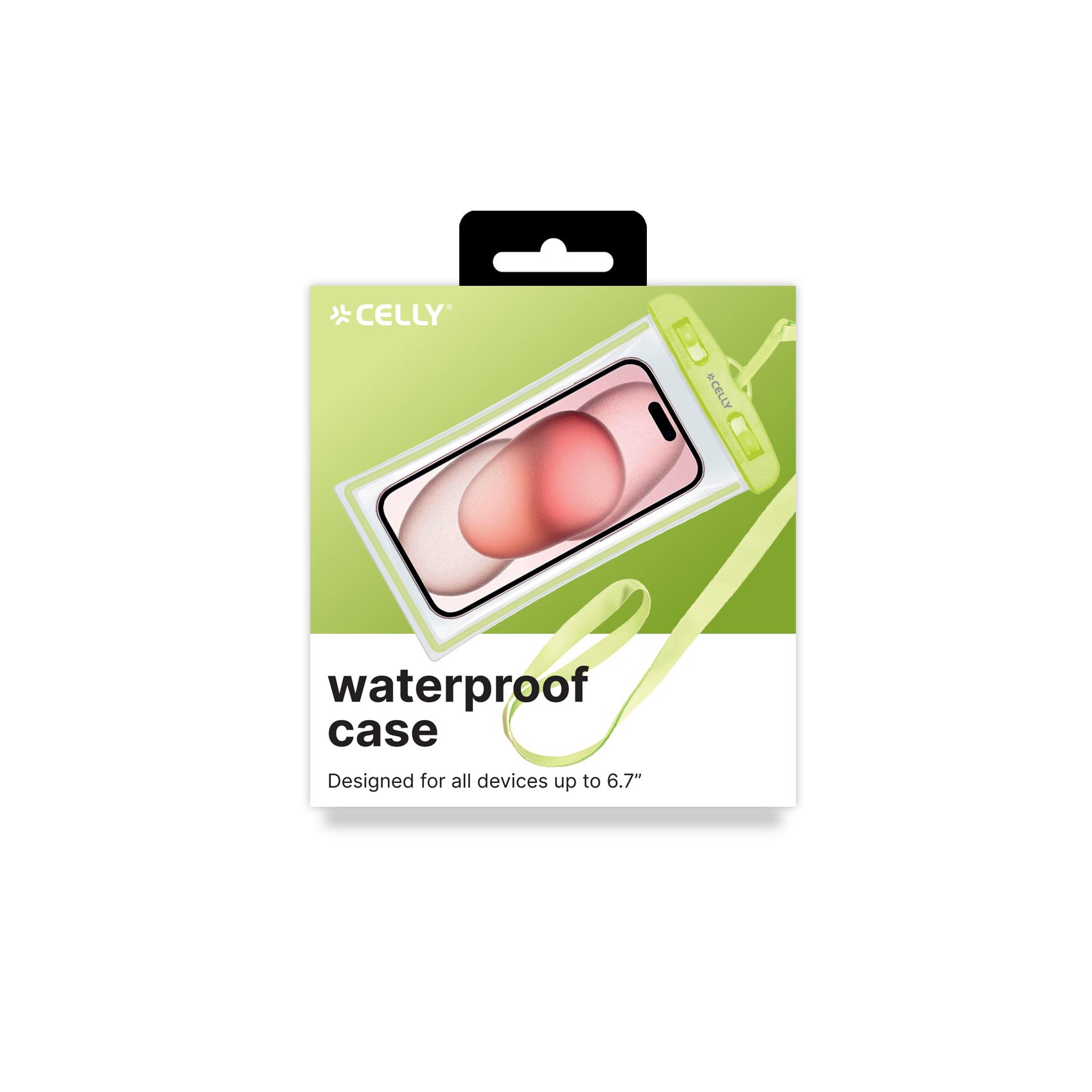 SPLASHBAG24 - Custodia impermeabile per smartphone fino a 7" dimensione display, design trasparente, chiusura ermetica, laccio a collo incluso 5
