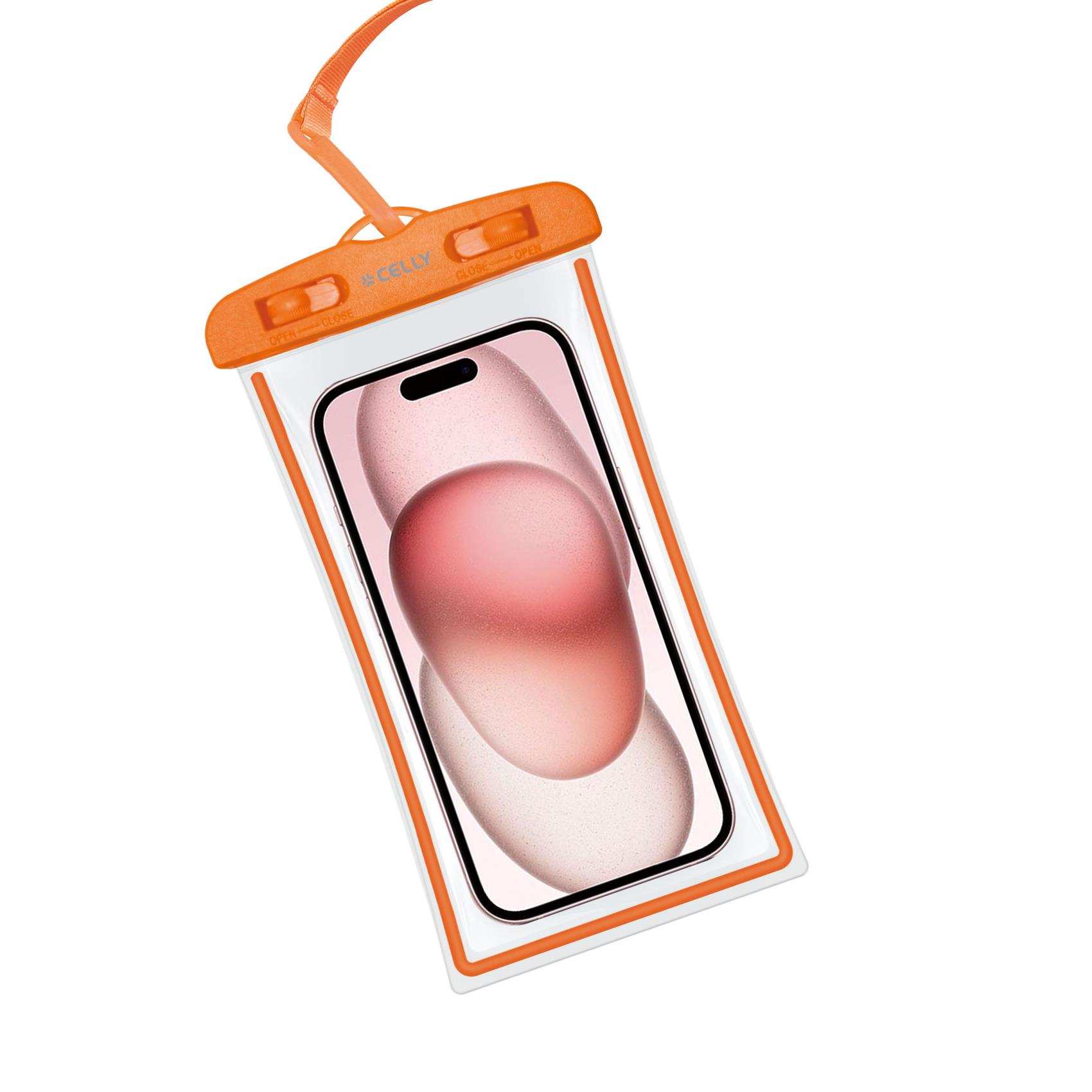 SPLASHBAG24 - Custodia impermeabile per smartphone fino a 7" dimensione display, design trasparente, chiusura ermetica, laccio a collo incluso 2