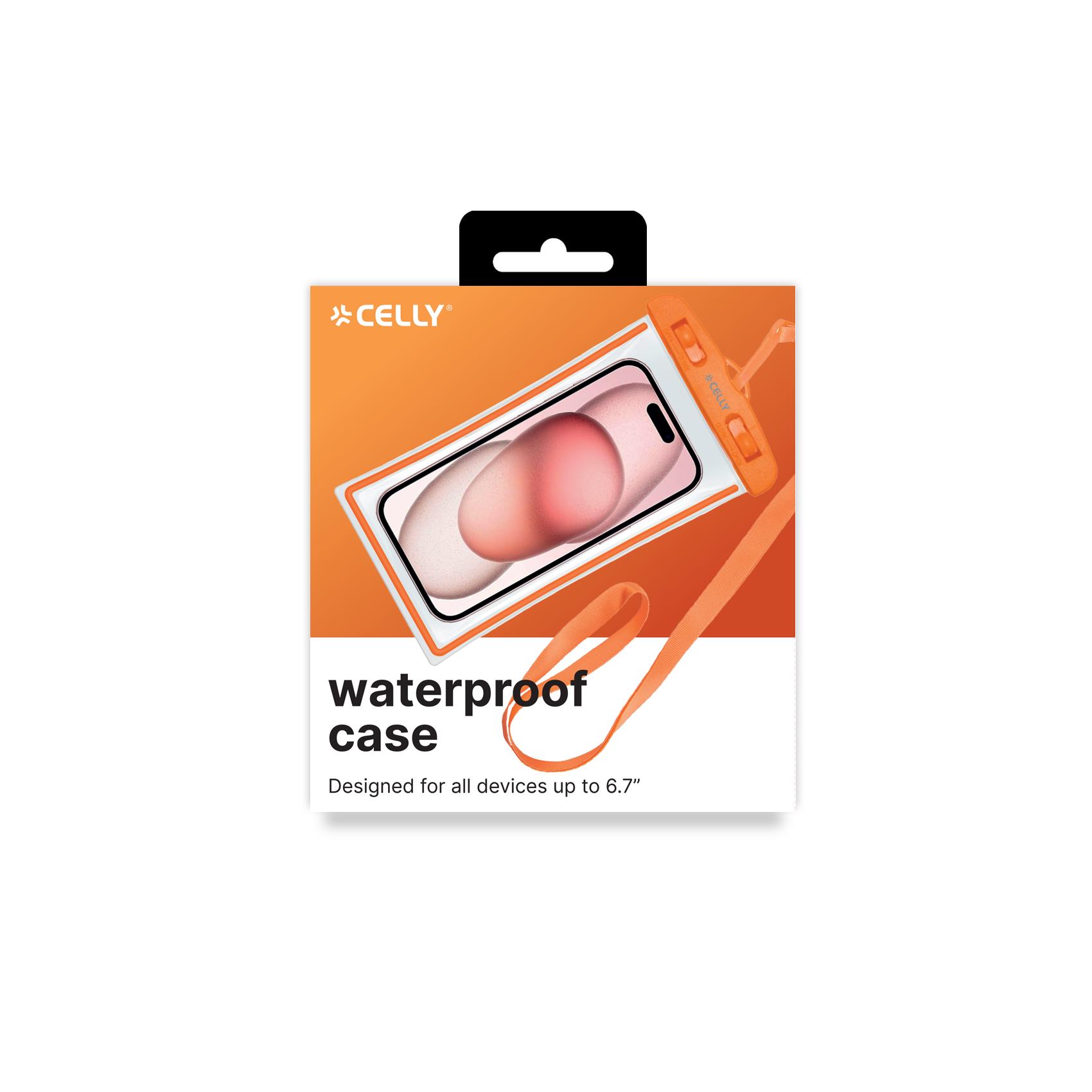 SPLASHBAG24 - Custodia impermeabile per smartphone fino a 7" dimensione display, design trasparente, chiusura ermetica, laccio a collo incluso 6