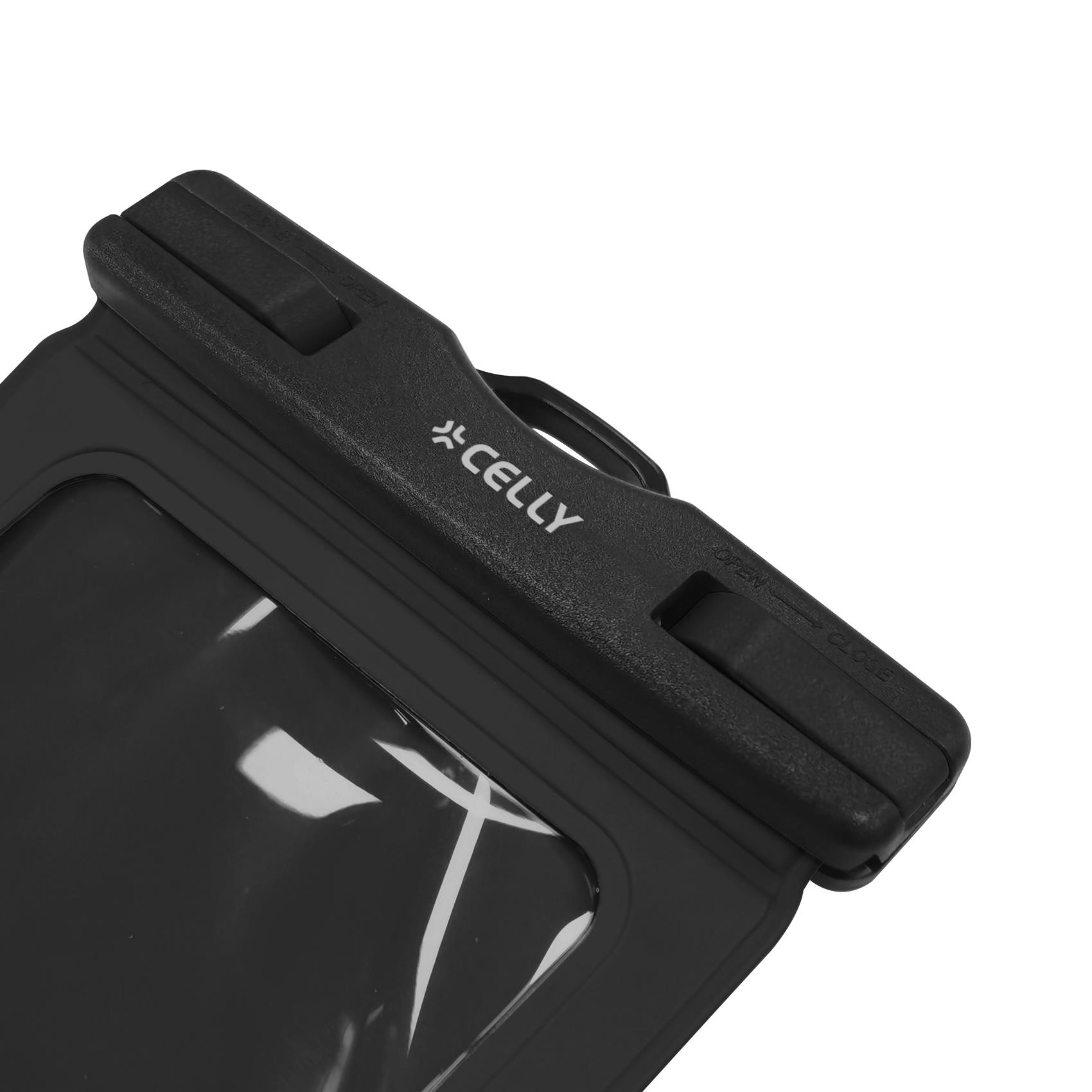 SPLASHBAG25 - Custodia impermeabile per smartphone fino a 7" dimensione display, design trasparente, chiusura ermetica, laccio a collo incluso 3