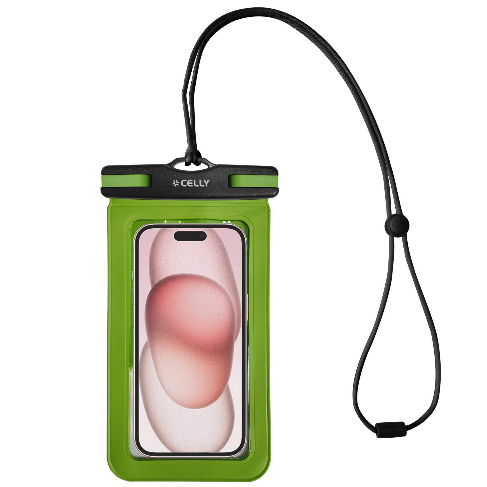 SPLASHBAG25 - Custodia impermeabile per smartphone fino a 7" dimensione display, design trasparente, chiusura ermetica, laccio a collo incluso 3