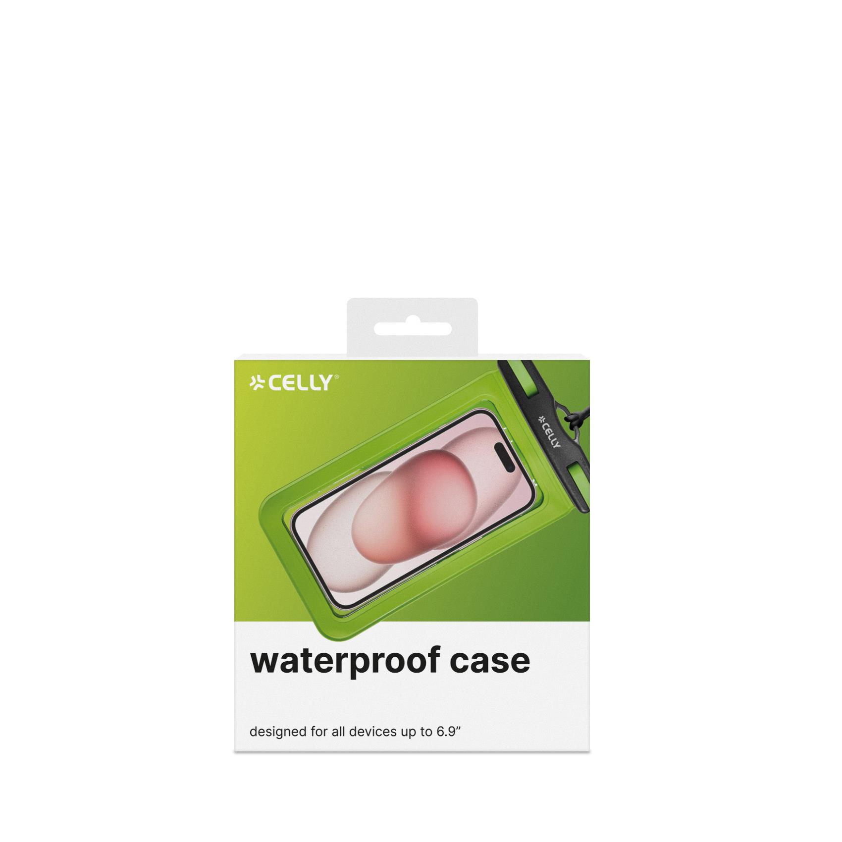 SPLASHBAG25 - Custodia impermeabile per smartphone fino a 7" dimensione display, design trasparente, chiusura ermetica, laccio a collo incluso 7