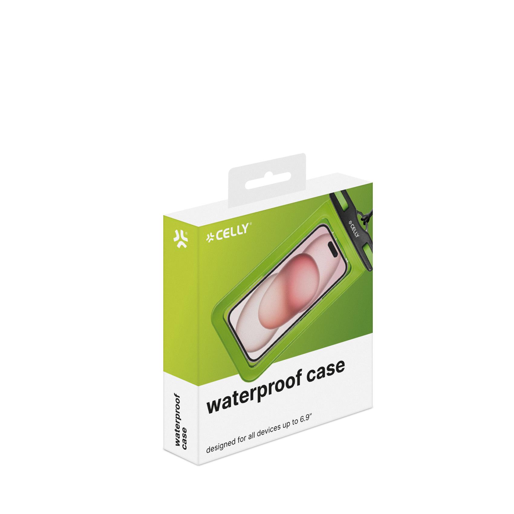 SPLASHBAG25 - Custodia impermeabile per smartphone fino a 7" dimensione display, design trasparente, chiusura ermetica, laccio a collo incluso 8