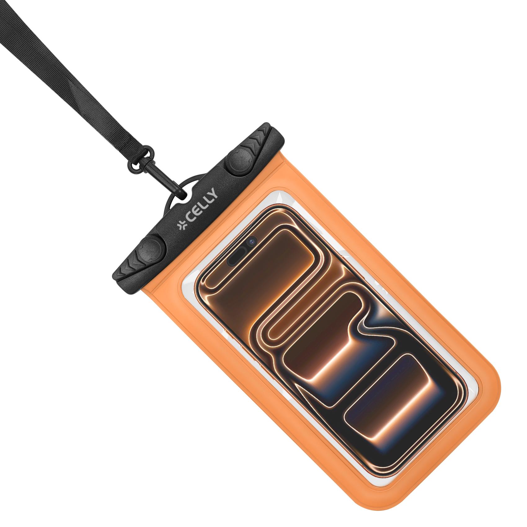 SPLASHBAG26 - Custodia impermeabile per smartphone fino a 7" dimensione display, design trasparente, chiusura ermetica, laccio a collo incluso 5